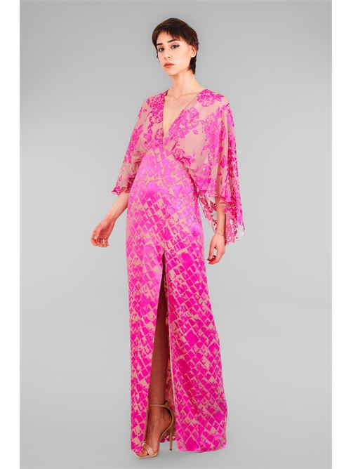 Abito devore' in viscosa e seta D'Andrea collection | 25191FUXIA